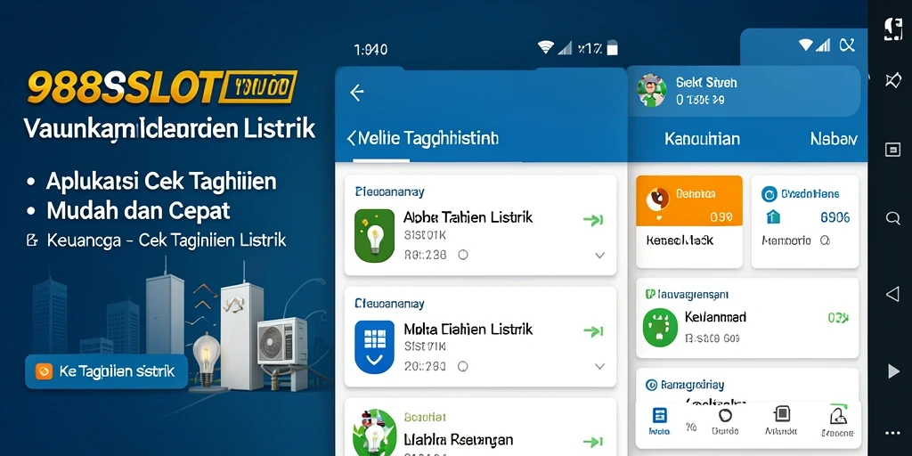 Tampilan antarmuka aplikasi 988SLOT untuk cek tagihan listrik.
