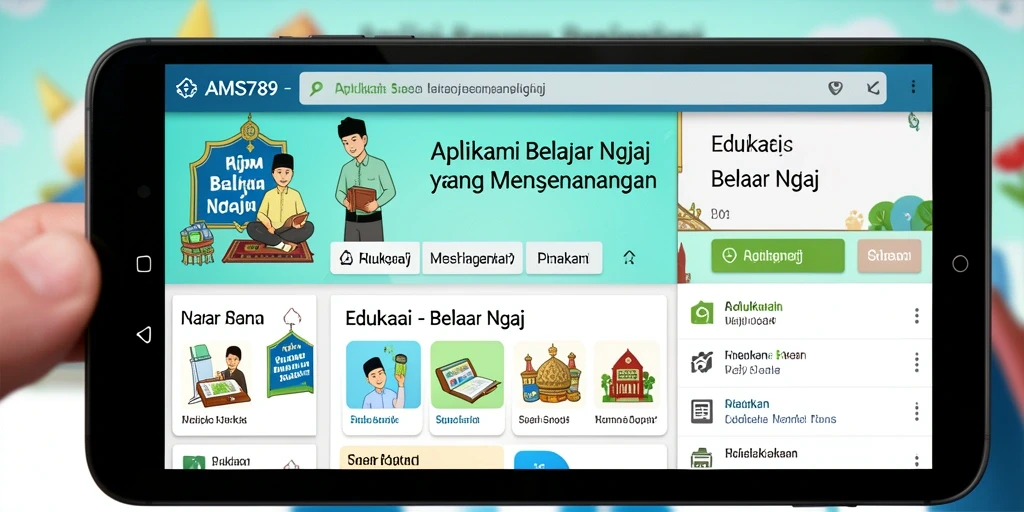 Tampilan antarmuka utama aplikasi AMS789 untuk belajar Ngaji.