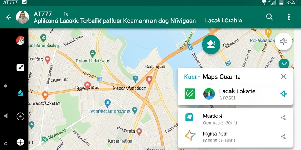 Tampilan antarmuka AT777 untuk fitur Lacak Lokasi.