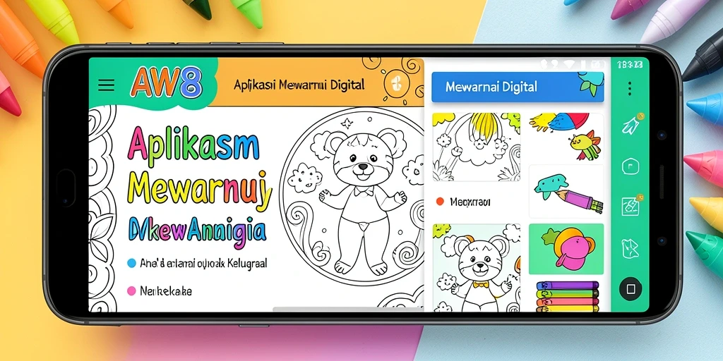 Screenshot utama AW8 menampilkan antarmuka mewarnai yang menarik.