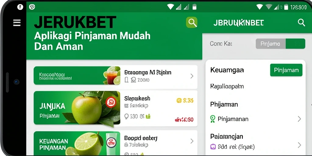 Tampilan antarmuka utama aplikasi JERUKBET dengan fitur pengajuan pinjaman.