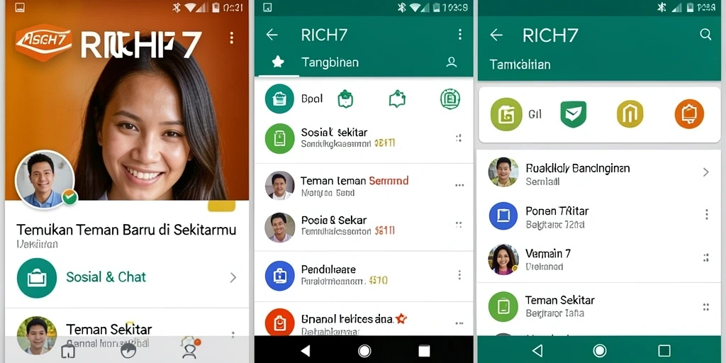 Tampilan antarmuka RICH7 yang menarik untuk menjelajahi teman sekitar.