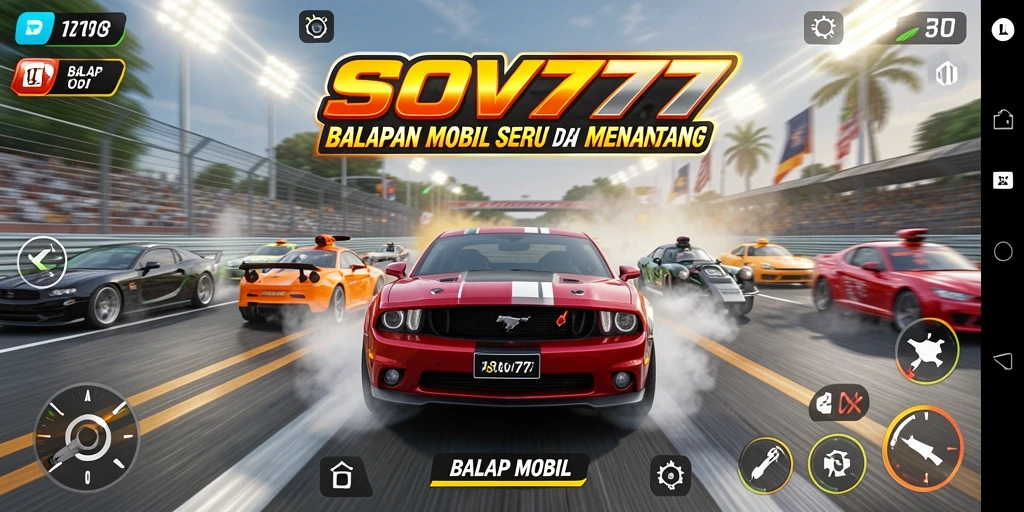 Tampilan antarmuka game Balap Mobil SOV777 yang menarik dan dinamis.