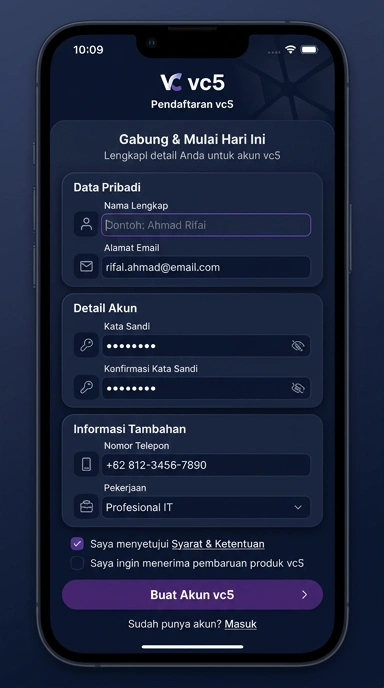 Panduan Lengkap Registrasi Akun Baru vc5